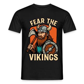 Fear the Vikings - Klassisches Wikingerbild - Männer T-Shirt - Schwarz - Vorne - AI Model Male 178 light (178cm)