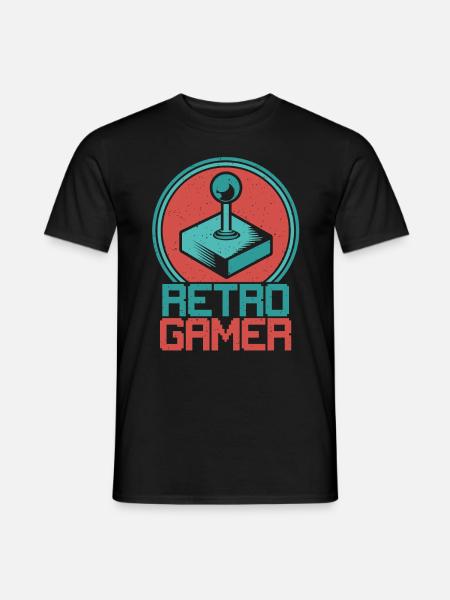 Retro Gamer Joystick - Männer T-Shirt - Schwarz