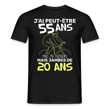Anniversaire Homme Cycliste 55 ans Citation Vélo - T-shirt homme - noir - Devant - AI Model Male 178 light (178cm)
