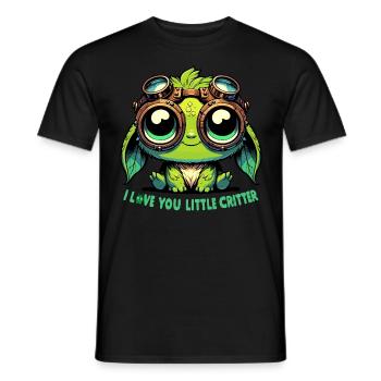 Cute eco green lovely critter plush style design - Men's T-Shirt - black - Front - AI Model Male 178 light (178cm)