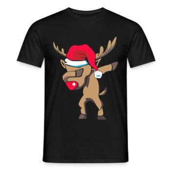 dabbing Rudolph as a gift for Christmas - Men's T-Shirt - black - Front - AI Model Male 178 light (178cm)
