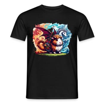 Fantasiewesen Drache Meerschweinchen Einhorn - Männer T-Shirt - Schwarz - Vorne - AI Model Male 178 light (178cm)