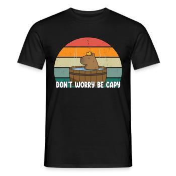 Don't Worry Be Capy Cute Capybara - Men's T-Shirt - black - Front - AI Model Male 178 light (178cm)