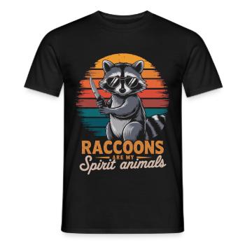 lustiger Waschbär mit Messer - Männer T-Shirt - Schwarz - Vorne - AI Model Male 178 light (178cm)
