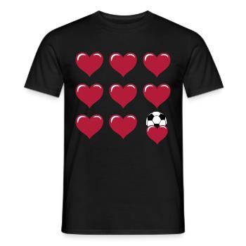 Play Soccer Fan Soccer Hearts - Men's T-Shirt - black - Front - AI Model Male 178 light (178cm)