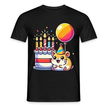 Hamster Kid Celebrating Birthday - Männer T-Shirt - Schwarz - Vorne - AI Model Male 178 light (178cm)