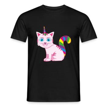 Caticorn Bunter Schwanz - Männer T-Shirt - Schwarz - Vorne - AI Model Male 178 light (178cm)