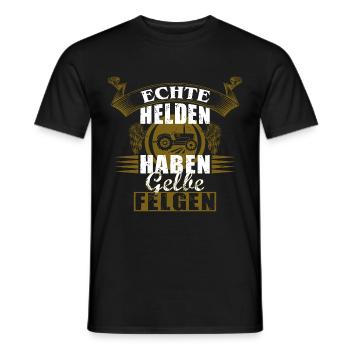 Echte Helden haben gelbe Felgen T-Shirt Geschenk - Männer T-Shirt - Schwarz - Vorne - AI Model Male 178 light (178cm)