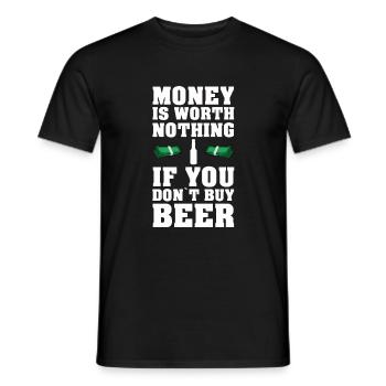 PAROLES DE BIÈRE DRÔLE DE L'ARGENT WORTH BEER RIEN - T-shirt homme - noir - Devant - AI Model Male 178 light (178cm)