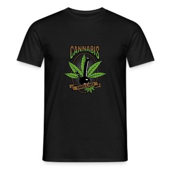 Herbe médicale au cannabis IV - T-shirt homme - noir - Devant - AI Model Male 178 light (178cm)