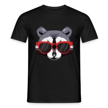 Waschbär mit Sonnebrille - Männer T-Shirt - Schwarz - Vorne - AI Model Male 178 light (178cm)