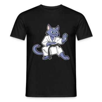 Katze Miau Miez Karate - Männer T-Shirt - Schwarz - Vorne - AI Model Male 178 light (178cm)
