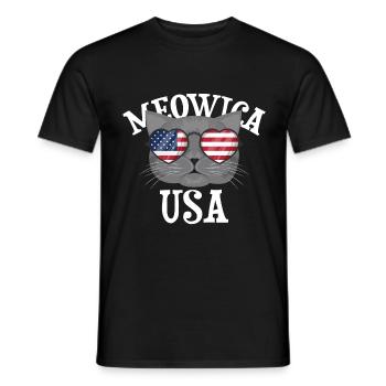Meowica USA Cat (cat) - Men's T-Shirt - black - Front - AI Model Male 178 light (178cm)