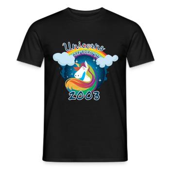 Einhörner wurden 2003 geboren - Männer T-Shirt - Schwarz - Vorne - AI Model Male 178 light (178cm)