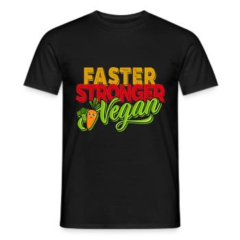 Végétarien végétalien - Végétalien plus fort plus rapide - T-shirt homme - noir - Devant - AI Model Male 178 light (178cm)