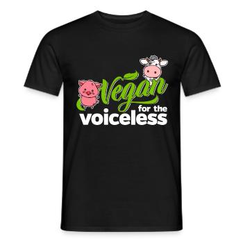 Vegan pour les sans voix (vache) - T-shirt homme - noir - Devant - AI Model Male 178 light (178cm)