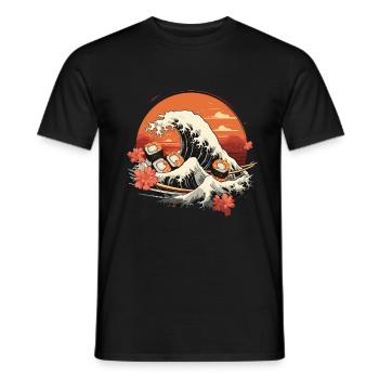 Japanische Welle Sushi Ästhetik - Männer T-Shirt - Schwarz - Vorne - AI Model Male 178 light (178cm)