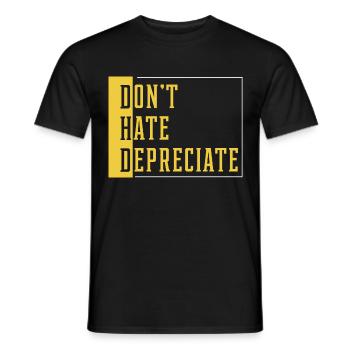 Don't Hate Depreciate - Accountant Funny Gift - Men's T-Shirt - black - Front - AI Model Male 178 light (178cm)