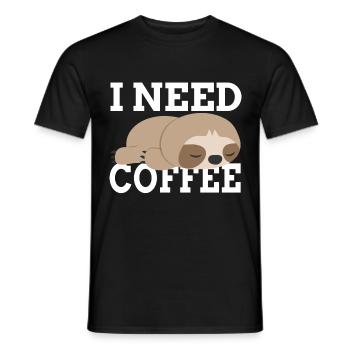 Sloth coffee caffeine - Men's T-Shirt - black - Front - AI Model Male 178 light (178cm)