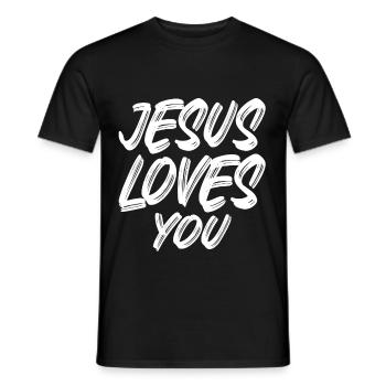 Jesus Loves You - Men's T-Shirt - black - Front - AI Model Male 178 light (178cm)