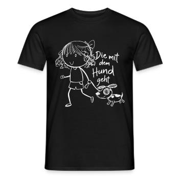 Die mit dem Hund geht TShirt Spruch Frauchen - Männer T-Shirt - Schwarz - Vorne - AI Model Male 178 light (178cm)