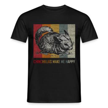 Chinchilla Maus Nagetier Haustier Retro Geschenk - Männer T-Shirt - Schwarz - Vorne - AI Model Male 178 light (178cm)