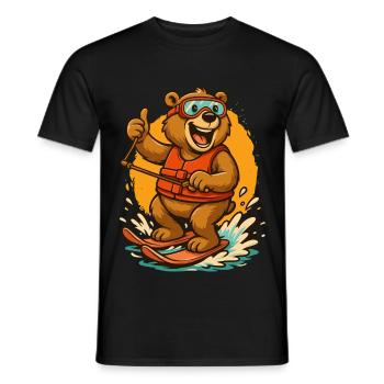 Wasserski-Bär mit guter Laune - Männer T-Shirt - Schwarz - Vorne - AI Model Male 178 light (178cm)