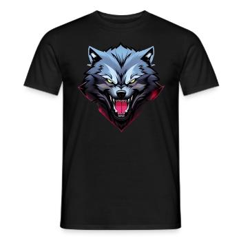 wütender Wolf - Männer T-Shirt - Schwarz - Vorne - AI Model Male 178 light (178cm)