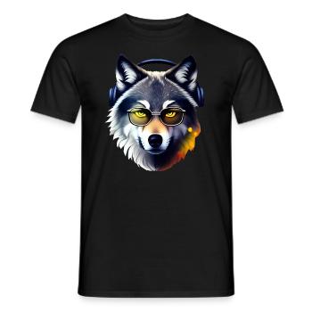 wolf - Men's T-Shirt - black - Front - AI Model Male 178 light (178cm)