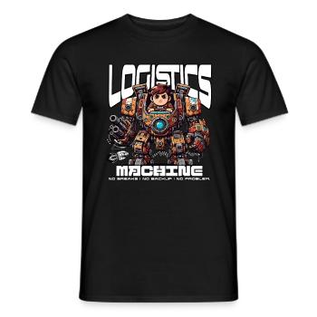 Logistics Machine – Funny Work Shirt - Men's T-Shirt - black - Front - AI Model Male 178 light (178cm)
