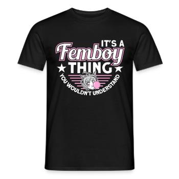 Crossdressing Anime Femboy - Men's T-Shirt - black - Front - AI Model Male 178 light (178cm)