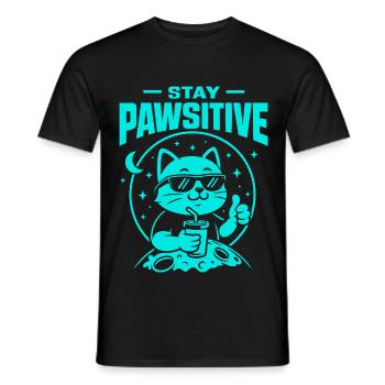 Chilling cat with sunglasses and drink - Men's T-Shirt - black - Front - AI Model Male 178 light (178cm)