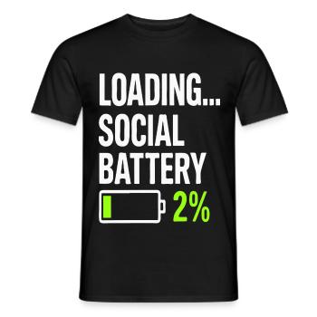 Loading Social Battery – Low Energy Funny Quote - Men's T-Shirt - black - Front - AI Model Male 178 light (178cm)