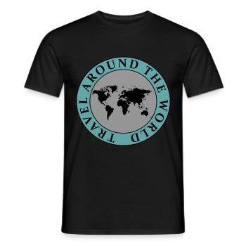 Travel, World Map, Vacation, Camping, Shirt, Outdoor - Men's T-Shirt - black - Front - AI Model Male 178 light (178cm)
