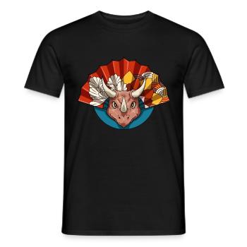 Dinosaurier Triceratops Fächer Handfächer Dino - Männer T-Shirt - Schwarz - Vorne - AI Model Male 178 light (178cm)