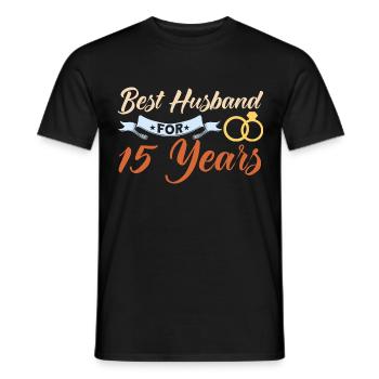 15th Wedding Anniversary Couple Design 15 Years of Marriage - Men's T-Shirt - black - Front - AI Model Male 178 light (178cm)