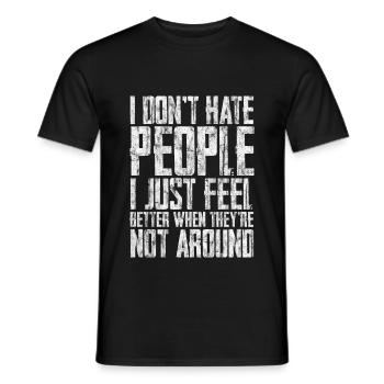 I Don't Hate People 2 - Men's T-Shirt - black - Front - AI Model Male 178 light (178cm)