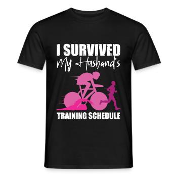 I Survived My Husband's Training Schedule 2 - Männer T-Shirt - Schwarz - Vorne - AI Model Male 178 light (178cm)