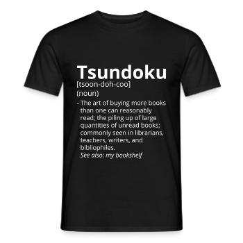 Tsundoku Definition Description - T-shirt homme - noir - Devant - AI Model Male 178 light (178cm)