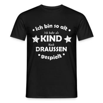 Lustiger Spruch Ich habe als Kind draußen gespielt - Männer T-Shirt - Schwarz - Vorne - AI Model Male 178 light (178cm)