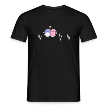 Deux oiseaux mignons - Cœur à cœur - T-shirt homme - noir - Devant - AI Model Male 178 light (178cm)