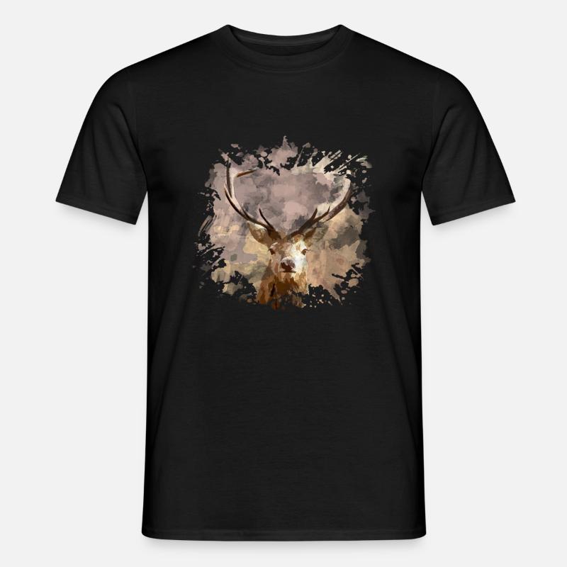 Hirsch - Männer T-Shirt - Schwarz