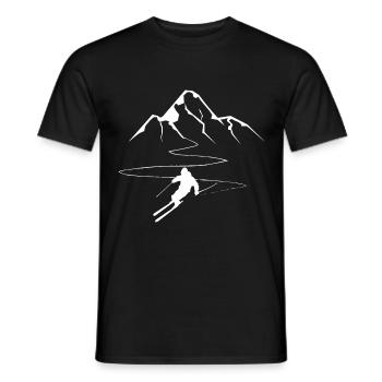 Montagne - Ligne sinueuse - Ski - (12) - T-shirt homme - noir - Devant - AI Model Male 178 light (178cm)