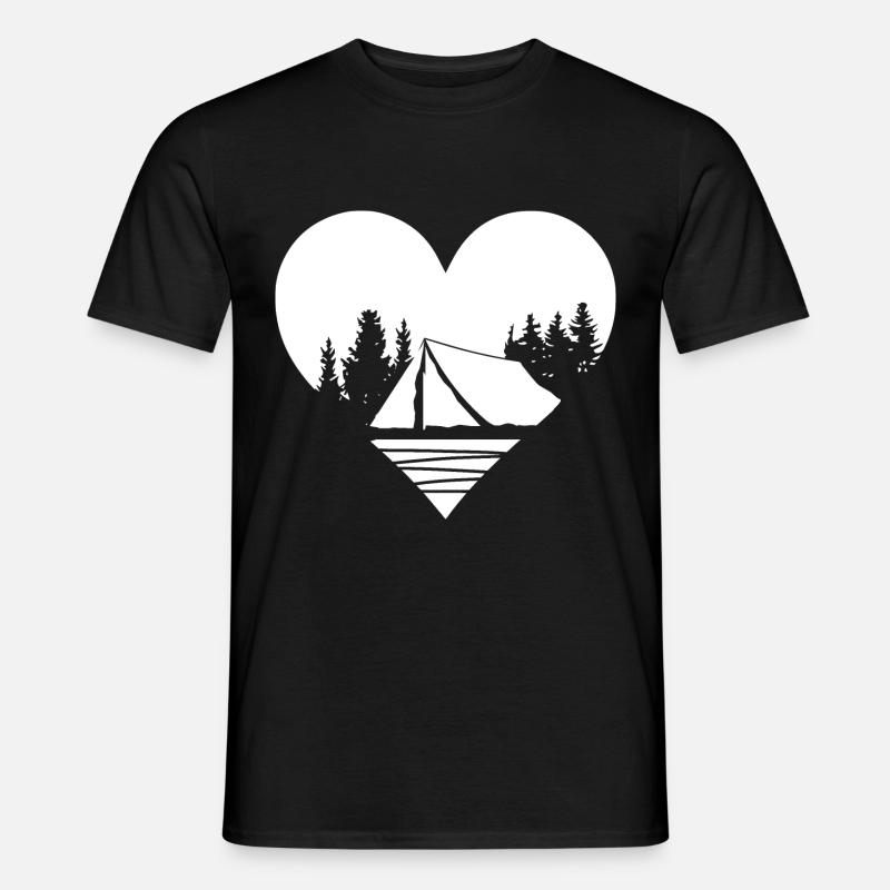 Herz - Camping - - Männer T-Shirt - Schwarz