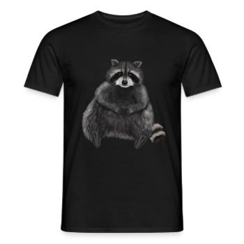 Assis raton laveur détendu - T-shirt homme - noir - Devant - AI Model Male 178 light (178cm)