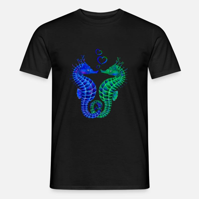 Süßes Seepferdchen Paar - Männer T-Shirt - Schwarz