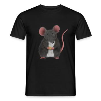 Petite souris ou rat mignon - T-shirt homme - noir - Devant - AI Model Male 178 light (178cm)