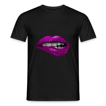 Lèvres mordantes roses - T-shirt homme - noir - Devant - AI Model Male 178 light (178cm)