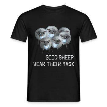 Sweet sheep - Good sheep wear their mask - Men's T-Shirt - black - Front - AI Model Male 178 light (178cm)