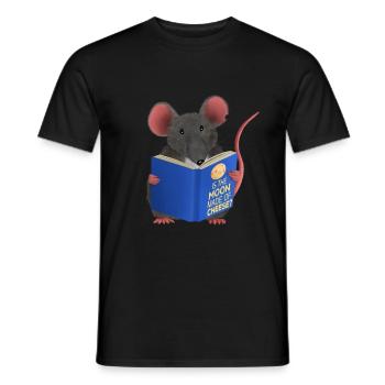 Leseratte / Maus - Ist der Mond aus Käse - Männer T-Shirt - Schwarz - Vorne - AI Model Male 178 light (178cm)